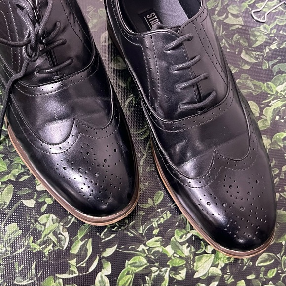 Stacy Adams Black Dress Shoes Polished Leather Oxford Kids - Picture 6 of 11